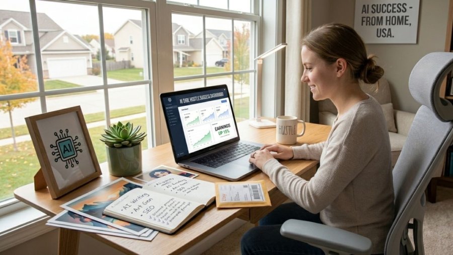 AI Side Hustles from Home USA Beginners, Start Earning Online in 2026 Easily